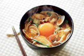 あさりのチゲスープ風温麺(うーめん)